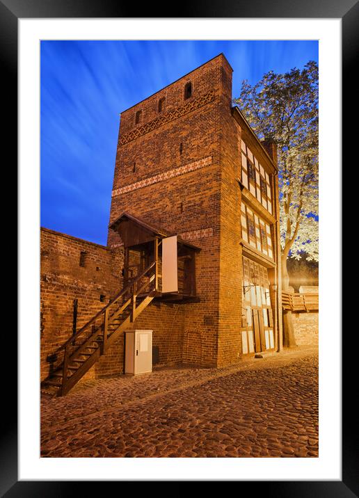 Leaning Tower by Night in Torun Framed Mounted Print by Artur Bogacki
