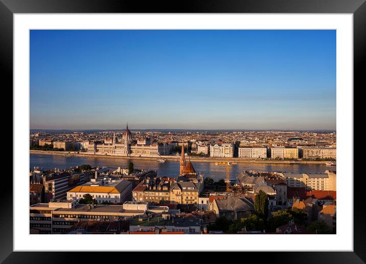 Budapest Sunset Cityscape Framed Mounted Print by Artur Bogacki