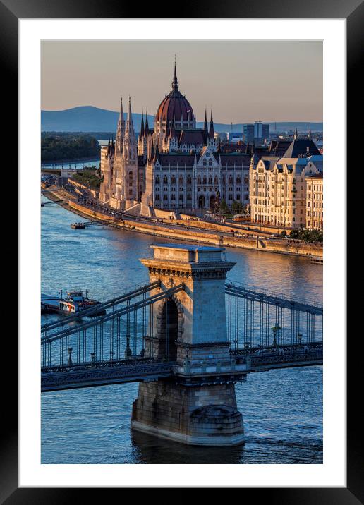 Budapest City at Sunset Framed Mounted Print by Artur Bogacki