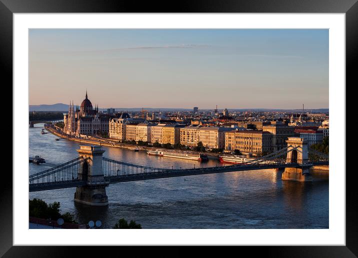 Sunset in City of Budapest Framed Mounted Print by Artur Bogacki