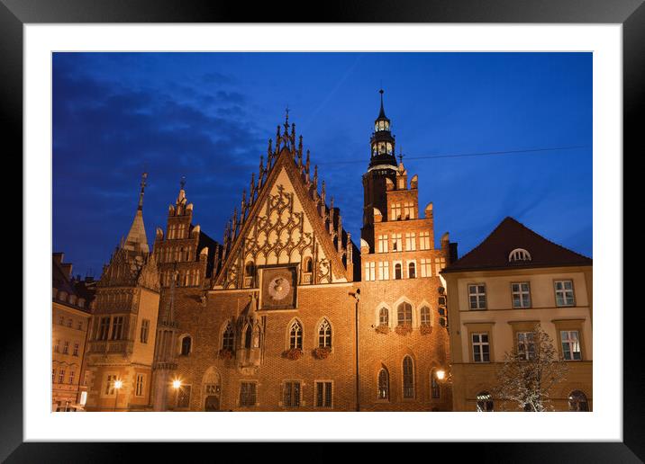 Wroclaw Old Town Hall At Night Framed Mounted Print by Artur Bogacki