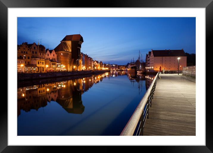 City of Gdansk by Night in Poland Framed Mounted Print by Artur Bogacki