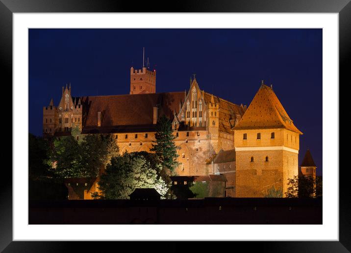 High Castle of the Malbork Castle at Night Framed Mounted Print by Artur Bogacki