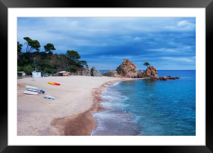 Beach in Tossa de Mar on Costa Brava Framed Mounted Print by Artur Bogacki