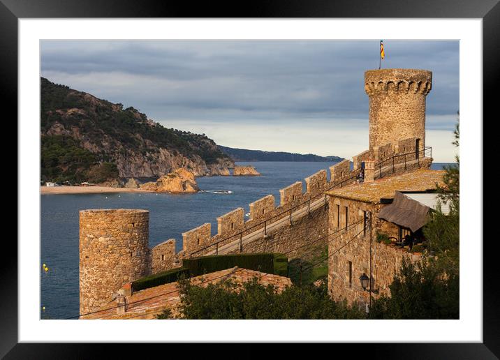 Wall Battlement With Towers in Tossa de Mar Framed Mounted Print by Artur Bogacki
