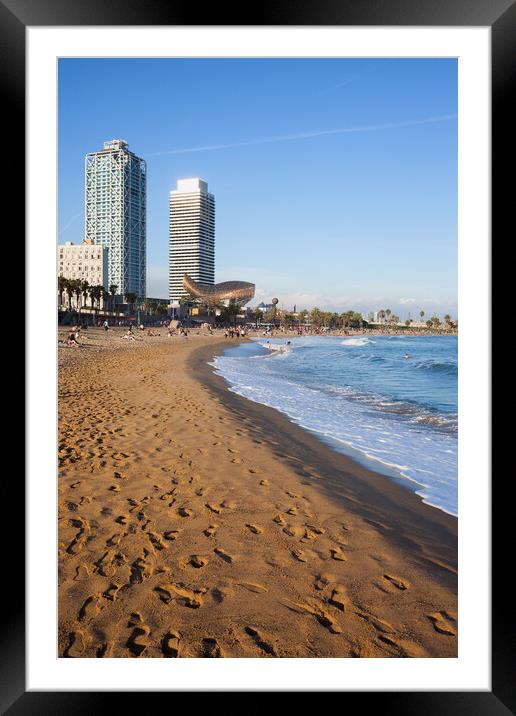 Barceloneta Beach in Barcelona Framed Mounted Print by Artur Bogacki