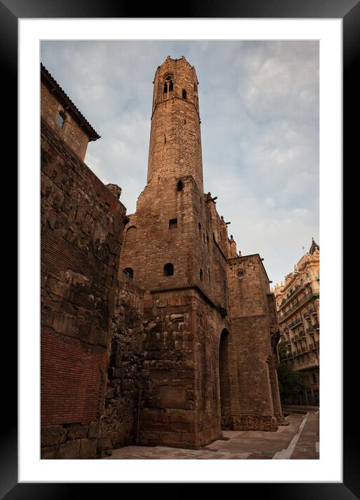 Chapel of St. Agatha Gothic Tower in Barcelona Framed Mounted Print by Artur Bogacki