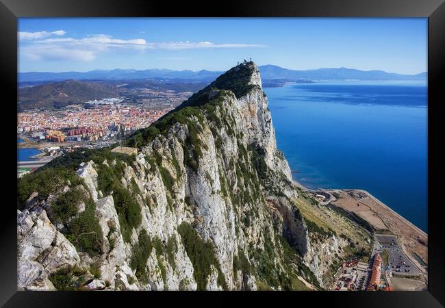 Rock of Gibraltar at Mediterranean Sea Framed Print by Artur Bogacki