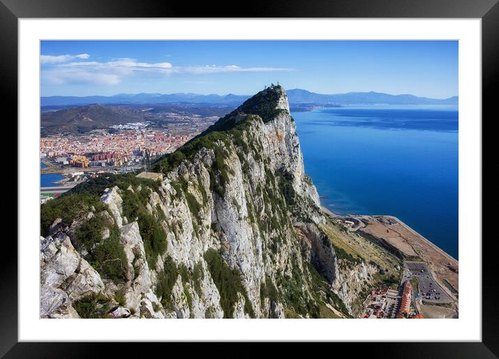 Rock of Gibraltar at Mediterranean Sea Framed Mounted Print by Artur Bogacki