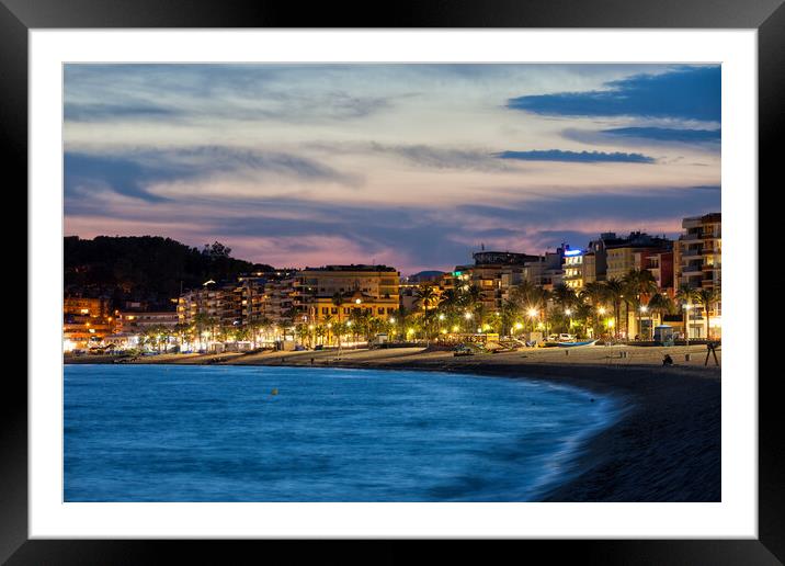 Lloret de Mar Town at Twilight in Spain Framed Mounted Print by Artur Bogacki