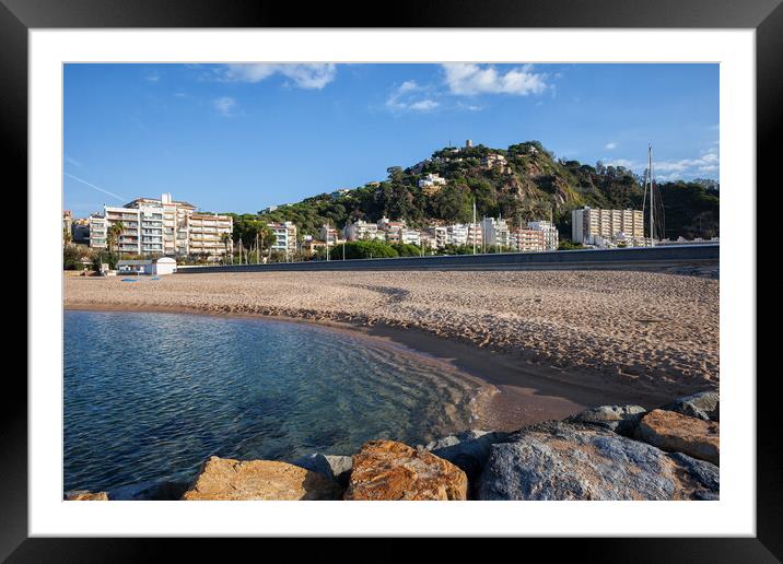 Blanes Town Beach and Sea in Spain Framed Mounted Print by Artur Bogacki