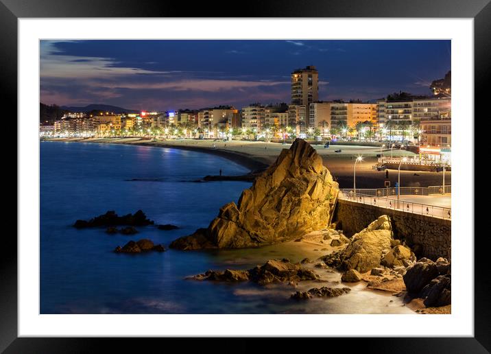Lloret de Mar Town at night in Spain Framed Mounted Print by Artur Bogacki