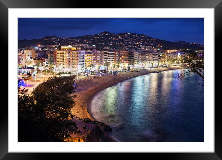 Lloret de Mar on Costa Brava at Night Framed Mounted Print by Artur Bogacki