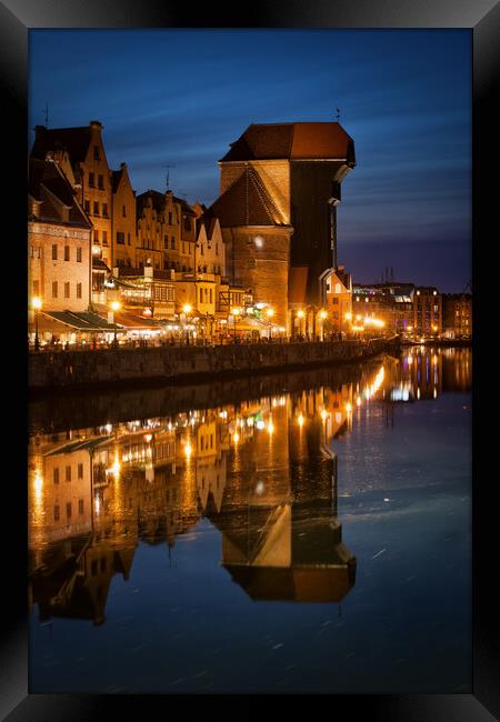 City of Gdansk by Night in Poland Framed Print by Artur Bogacki