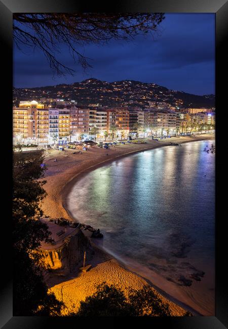 Lloret de Mar SeasideTown at Night Framed Print by Artur Bogacki