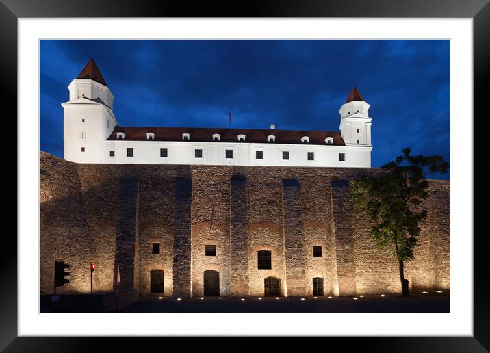 Bratislava Castle at Night in Slovakia Framed Mounted Print by Artur Bogacki