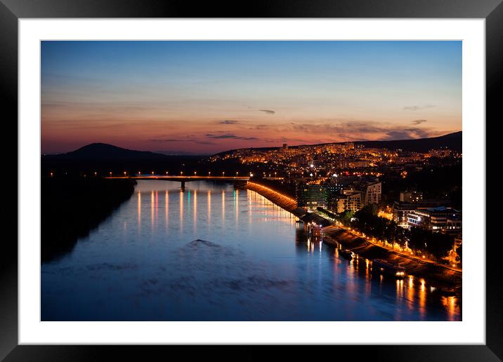 Bratislava City At Dusk Framed Mounted Print by Artur Bogacki