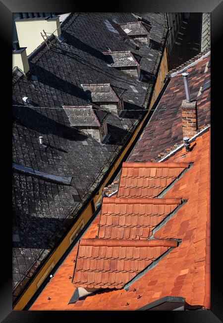 Red And Black Tile House Roof Framed Print by Artur Bogacki