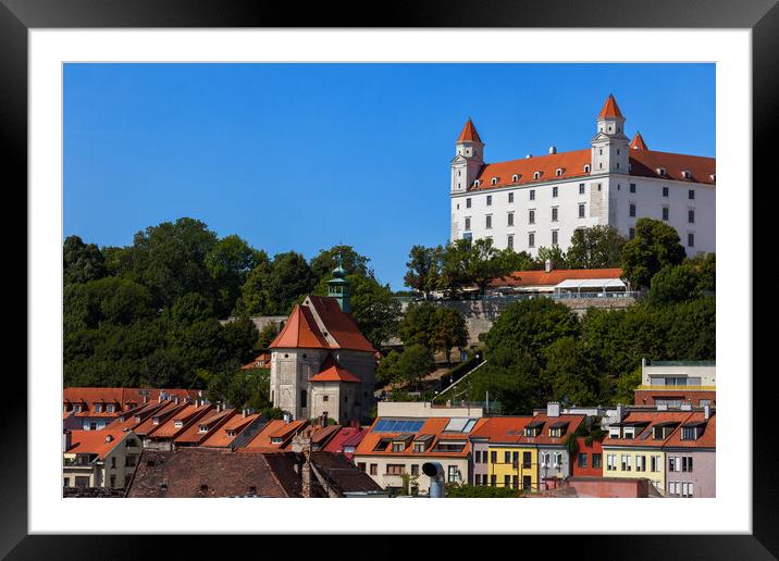 Bratislava Houses and Castle Framed Mounted Print by Artur Bogacki