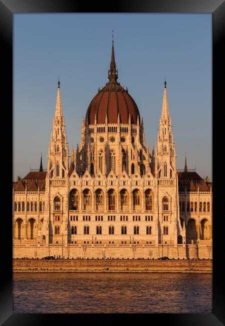 Hungarian Parliament at Sunset in Budapest Framed Print by Artur Bogacki
