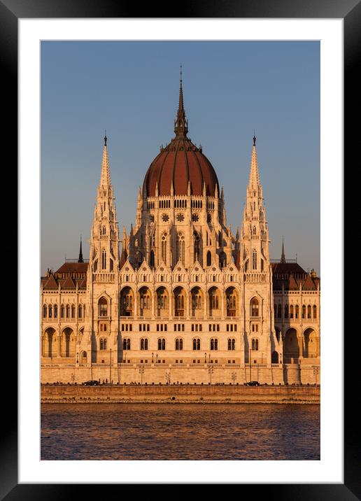 Hungarian Parliament at Sunset in Budapest Framed Mounted Print by Artur Bogacki