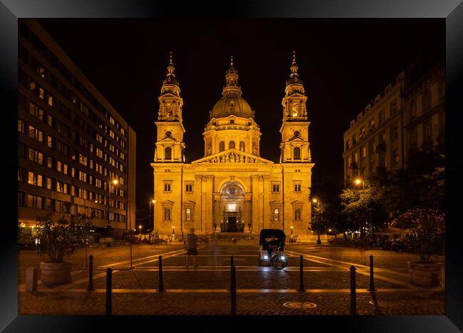 St. Stephen's Basilica at Night in Budapest Framed Print by Artur Bogacki