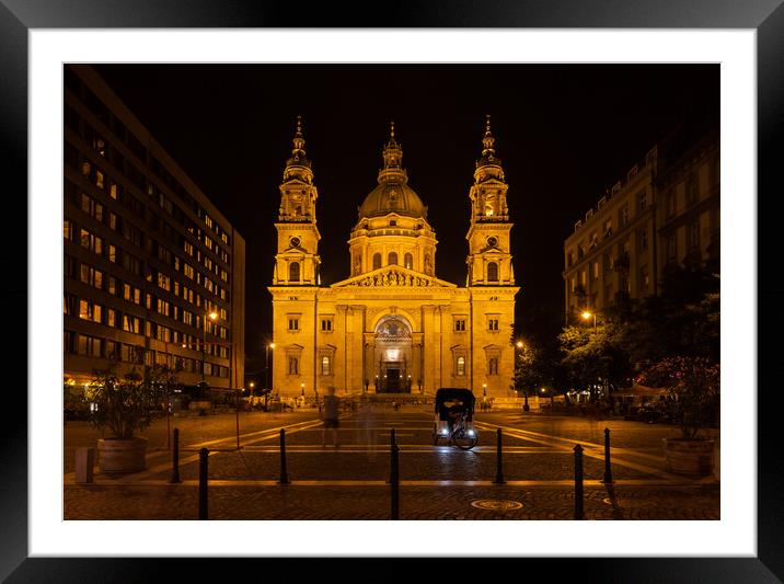 St. Stephen's Basilica at Night in Budapest Framed Mounted Print by Artur Bogacki