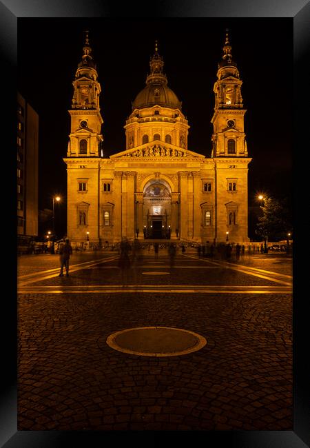 St. Stephen Basilica at Night in Budapest Framed Print by Artur Bogacki