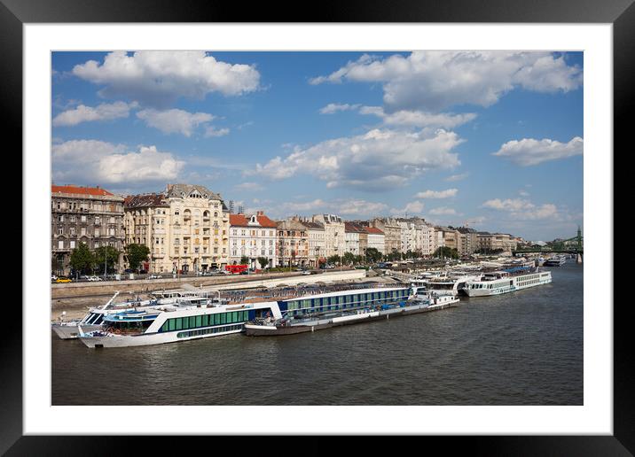 Budapest Skyline Along Danube River Framed Mounted Print by Artur Bogacki