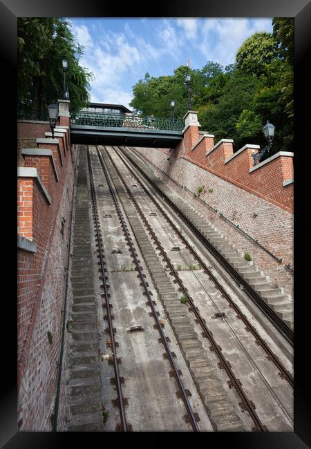 Rails of Budapest Castle Hill Funicular Framed Print by Artur Bogacki