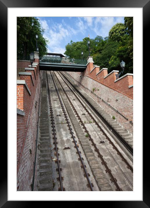 Rails of Budapest Castle Hill Funicular Framed Mounted Print by Artur Bogacki