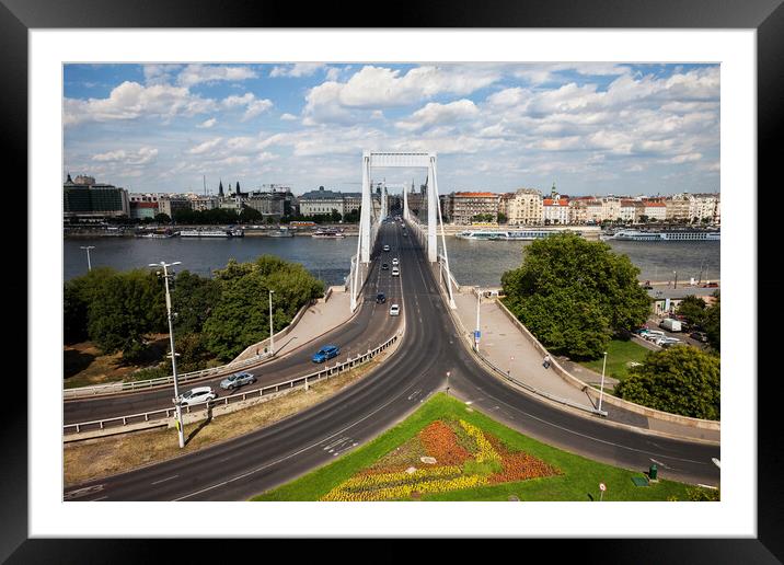 Budapest City Skyline With Elisabeth Bridge Framed Mounted Print by Artur Bogacki