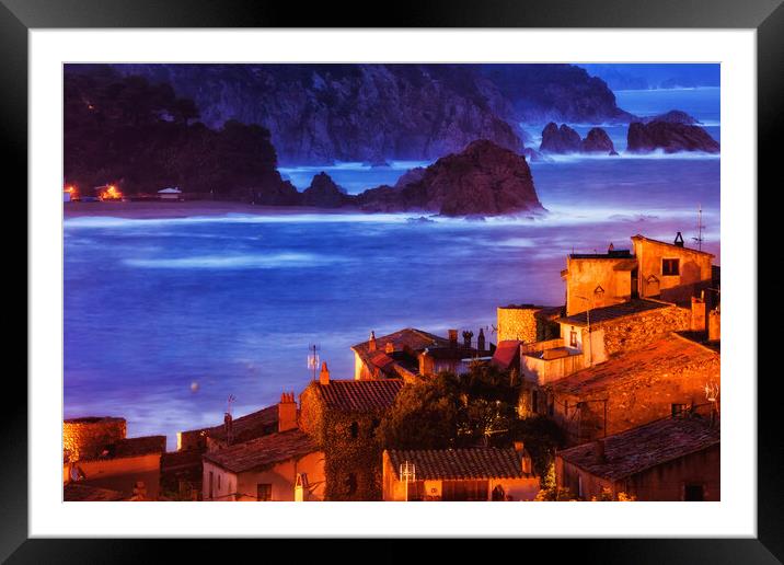 Tossa de Mar Town at Dusk on Costa Brava Framed Mounted Print by Artur Bogacki