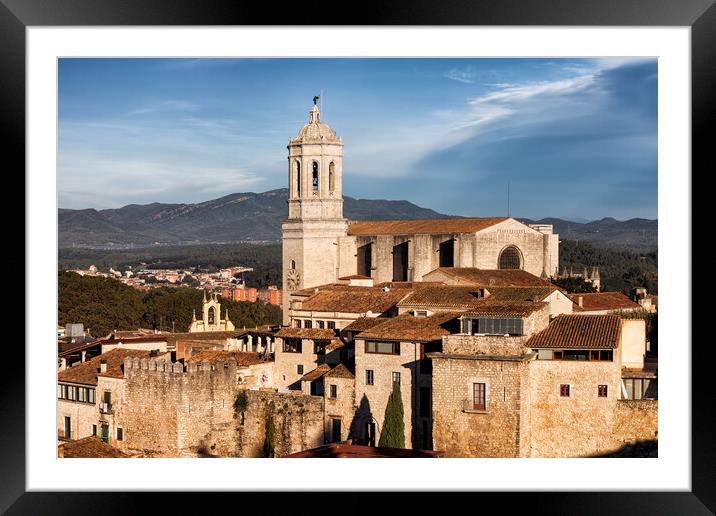 Girona Cathedral In The Old Town Framed Mounted Print by Artur Bogacki