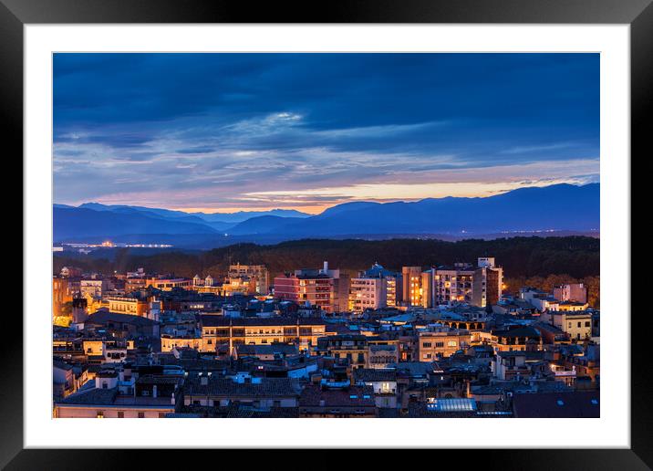 City of Girona at Twilight Framed Mounted Print by Artur Bogacki