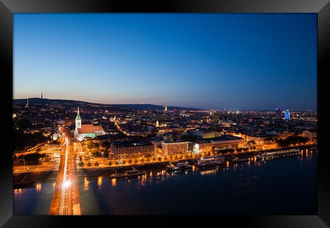 City of Bratislava at Twilight in Slovakia Framed Print by Artur Bogacki