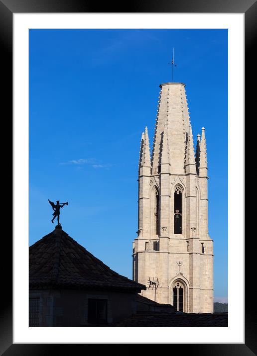 Church of Sant Feliu Tower in Girona Framed Mounted Print by Artur Bogacki