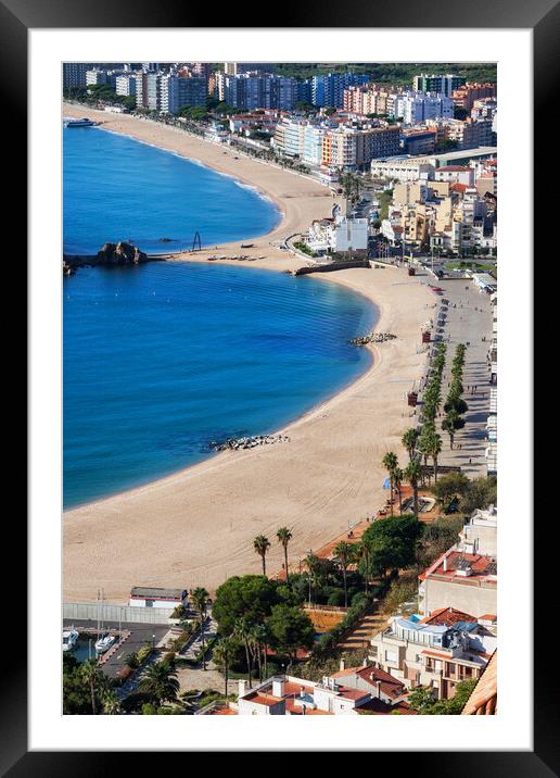 Beach And Blanes Town On Costa Brava In Spain Framed Mounted Print by Artur Bogacki