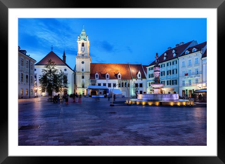 Bratislava Old Town Main Market Square at Night Framed Mounted Print by Artur Bogacki