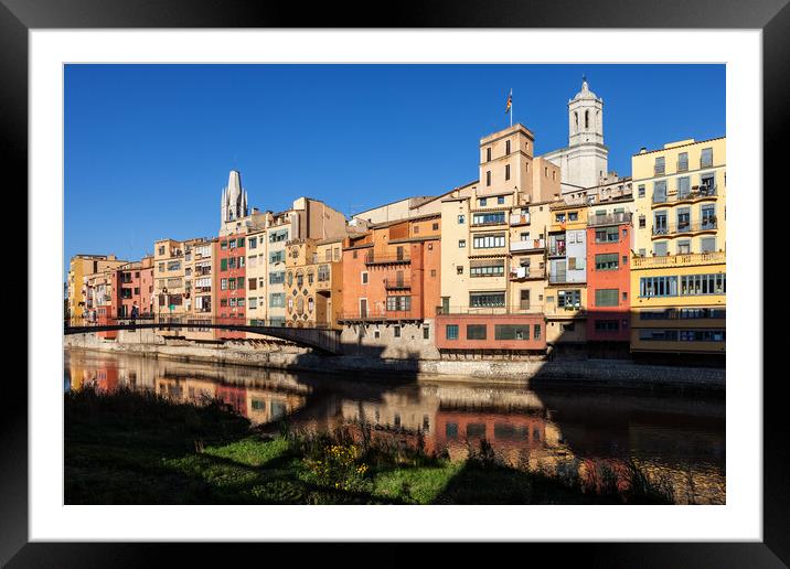Old Town of Girona Waterfront Houses Framed Mounted Print by Artur Bogacki