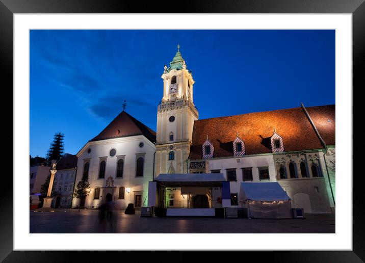 Nightfall In Bratislava Old Town Framed Mounted Print by Artur Bogacki