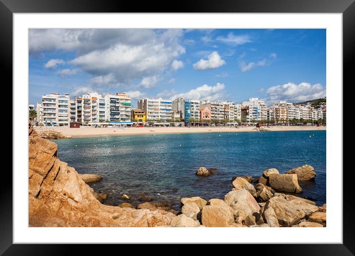 Blanes Sea Bay And Town Skyline On Costa Brava Framed Mounted Print by Artur Bogacki