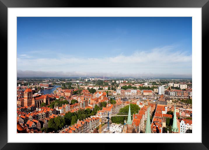 Aerial View Over City Of Gdansk In Poland Framed Mounted Print by Artur Bogacki