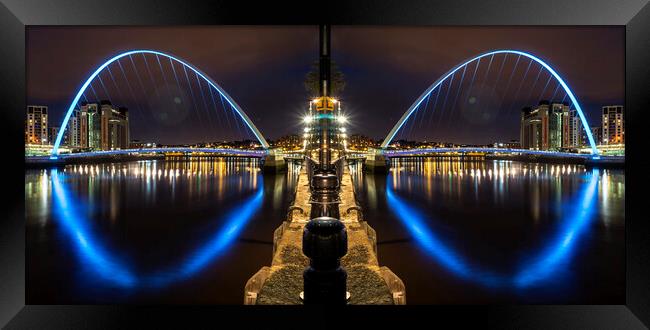 Gateshead Millennium Bridge at night – photo manipulation Framed Print by David Graham