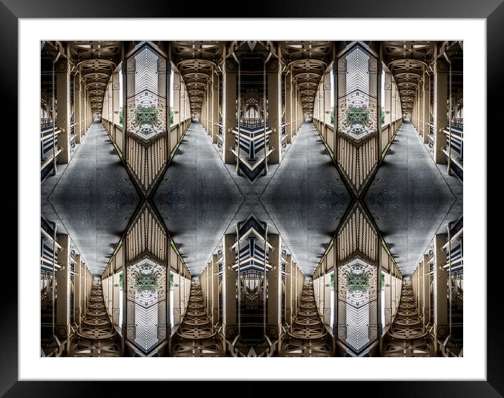 High Level Bridge crossing – photo manipulation Framed Mounted Print by David Graham