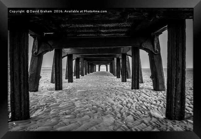 Underside of old Jetty at St Annes beach Framed Print by David Graham