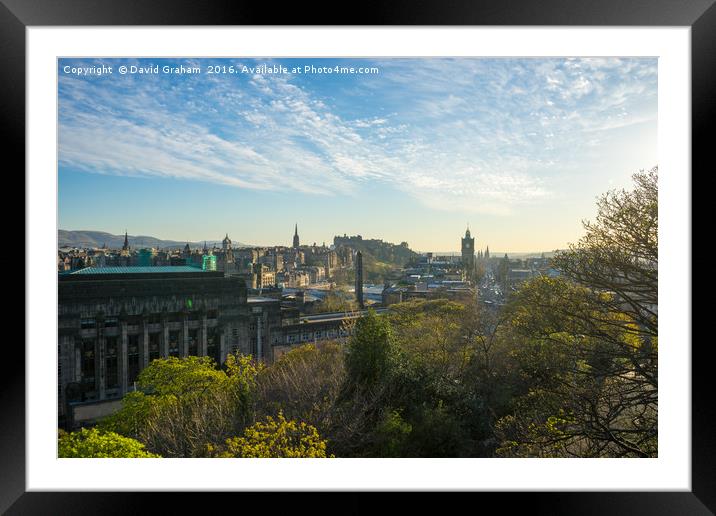 Edinburgh city from Carlton Hill Framed Mounted Print by David Graham