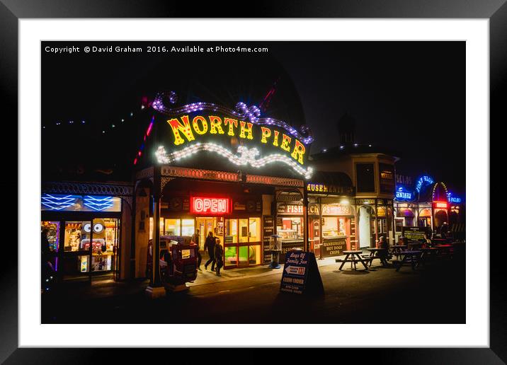 North Pier Blackpool at night Framed Mounted Print by David Graham