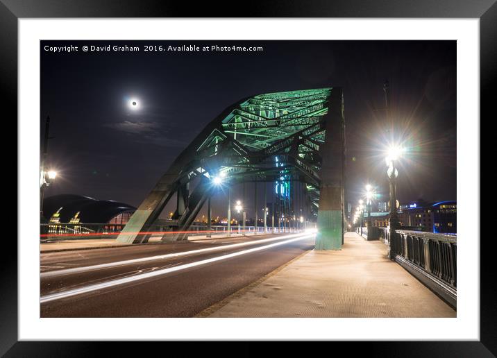 Tyne Bridge light trails - Newcastle  Framed Mounted Print by David Graham