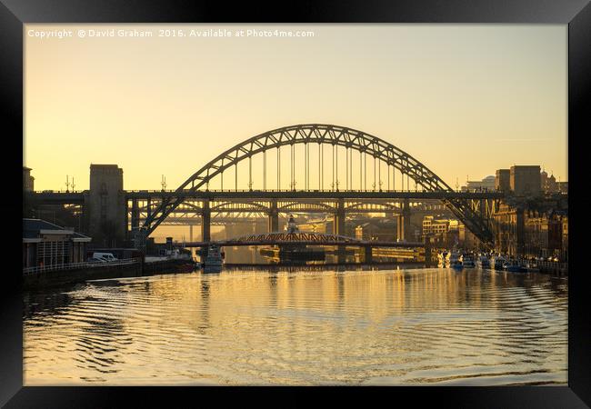 Tyne Bridge at sunset Framed Print by David Graham